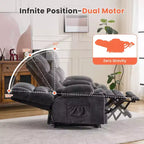 Fauteuil inclinable Clihome Dual Motor Large Power Lift, Fauteuil releveur plat avec massage lombaire et chaleur, Grand fauteuil releveur pour personnes de grande taille, Porte-gobelets