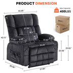 Fauteuil inclinable Clihome Dual Motor Large Power Lift, Fauteuil releveur plat avec massage lombaire et chaleur, Grand fauteuil releveur pour personnes de grande taille, Porte-gobelets