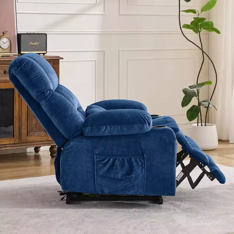 Fauteuil inclinable Clihome Dual Motor Large Power Lift, Fauteuil releveur plat avec massage lombaire et chaleur, Grand fauteuil releveur pour personnes de grande taille, Porte-gobelets