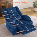 Fauteuil inclinable Clihome Dual Motor Large Power Lift, Fauteuil releveur plat avec massage lombaire et chaleur, Grand fauteuil releveur pour personnes de grande taille, Porte-gobelets