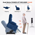 Fauteuil inclinable Clihome Dual Motor Large Power Lift, Fauteuil releveur plat avec massage lombaire et chaleur, Grand fauteuil releveur pour personnes de grande taille, Porte-gobelets