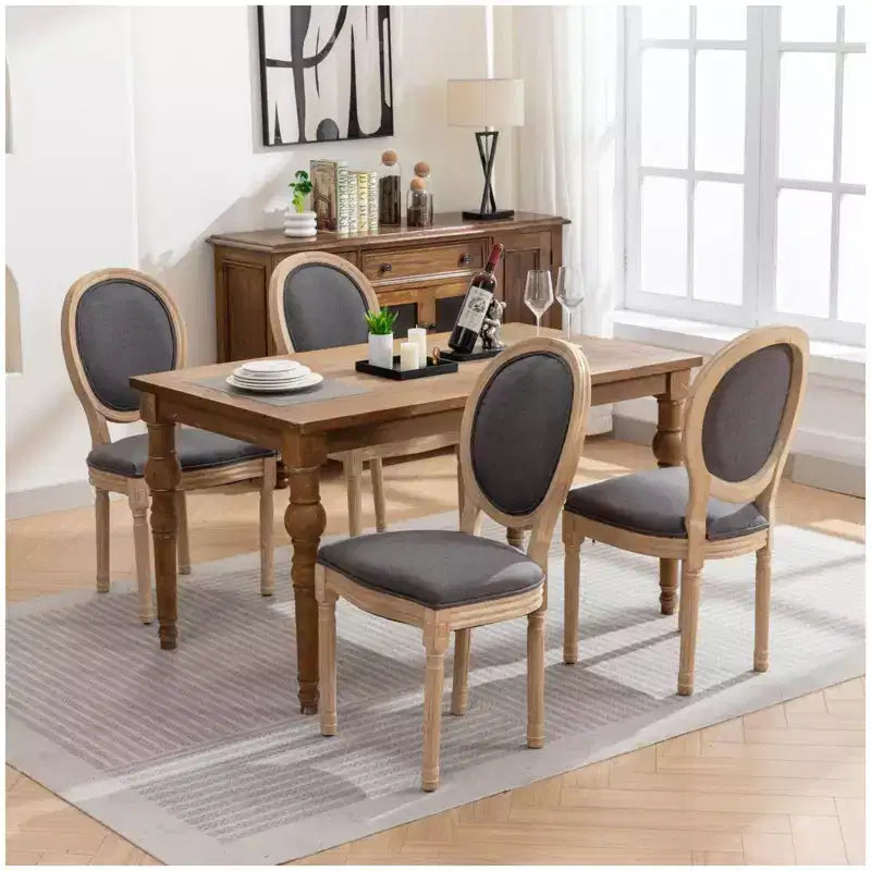 Modern Mid Century French Design Upholstered Dining Chairs - Set of 2, Solid Wood Frame, Ideal for Kitchen, Dining Room, Living Room Dark Gray