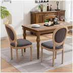 Chaises de salle à manger capitonnées design français moderne milieu de siècle - Lot de 2, Structure en bois massif, Idéales pour la cuisine, la salle à manger, le salon Gris foncé