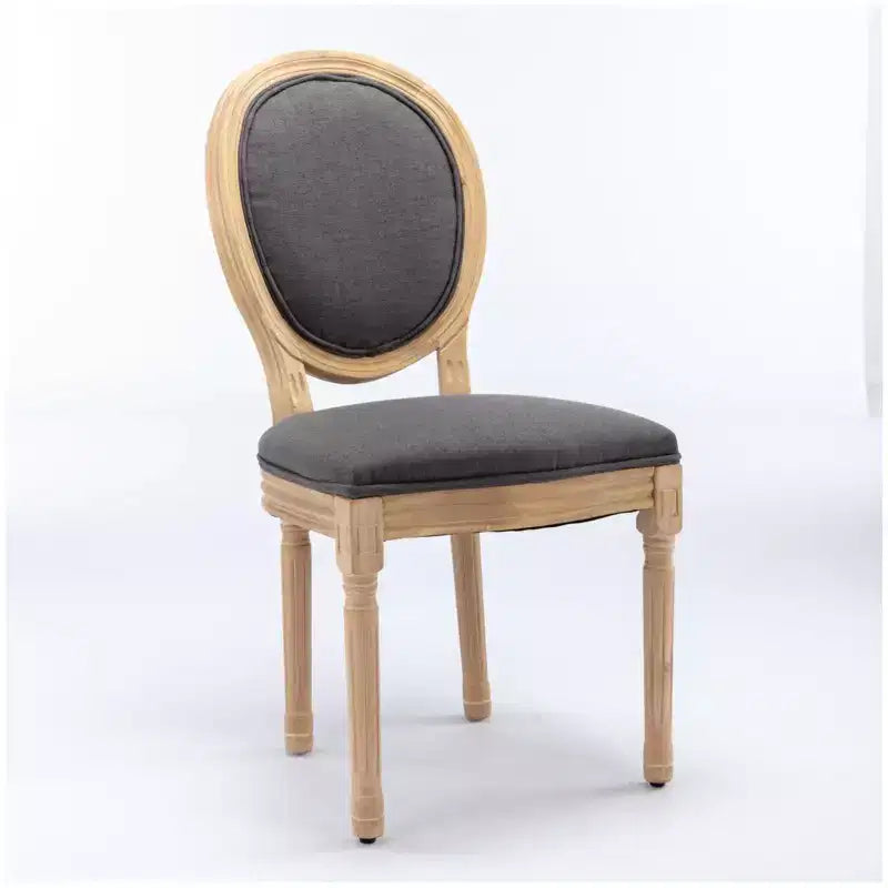 Chaises de salle à manger capitonnées design français moderne milieu de siècle - Lot de 2, Structure en bois massif, Idéales pour la cuisine, la salle à manger, le salon Gris foncé