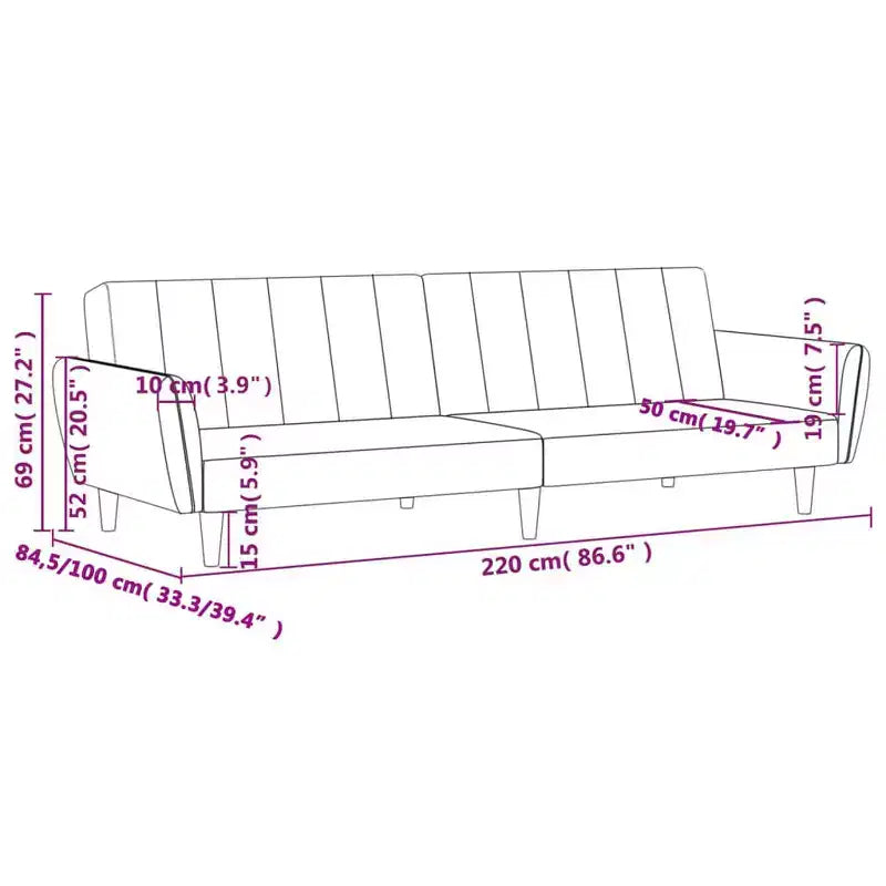 vidaXL Canapé convertible 2 places causeuse rembourrée en tissu