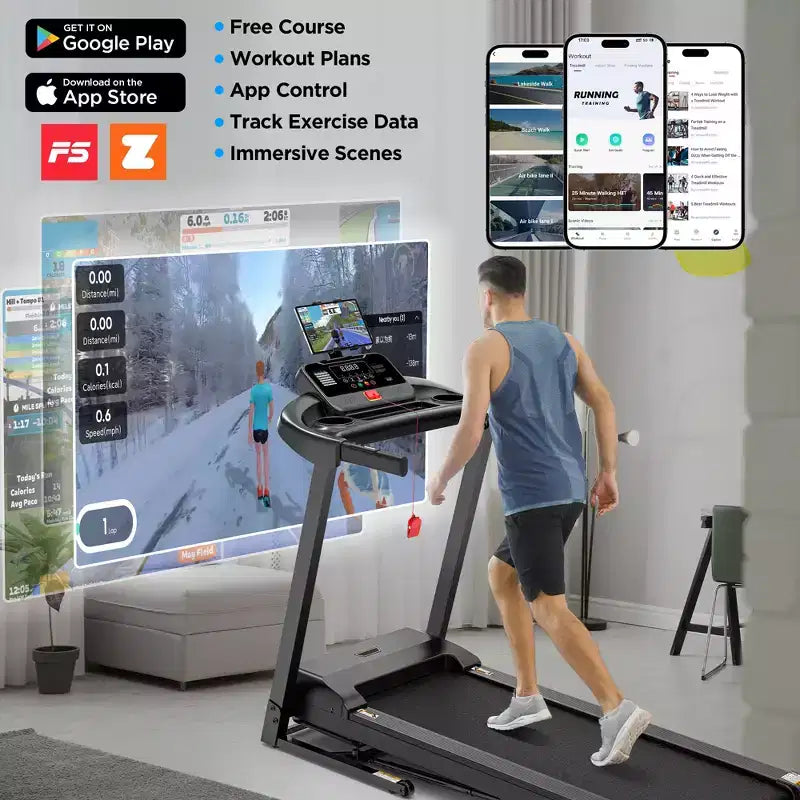 Tapis de course électrique pliable 3,5 CV avec haut-parleur Bluetooth