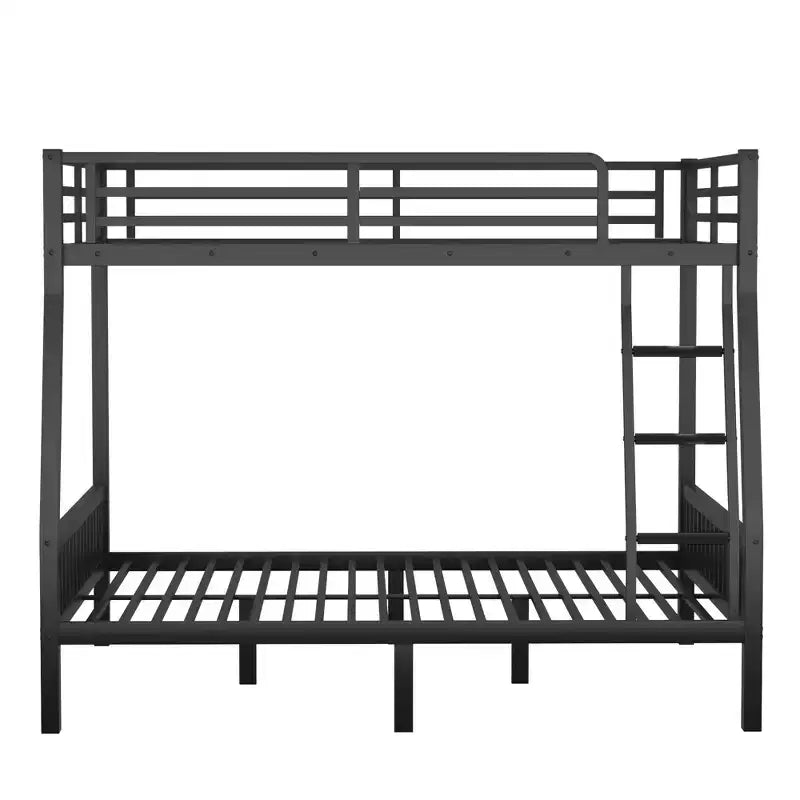 TUYOHW Lit superposé Full XL au-dessus d'un lit Queen avec échelle, cadre de lit superposé en métal avec garde-corps de sécurité et lattes de soutien pour chambres d'enfants, d'adolescents et dortoirs, noir