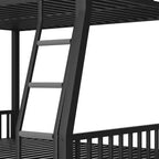 TUYOHW Lit superposé Full XL au-dessus d'un lit Queen avec échelle, cadre de lit superposé en métal avec garde-corps de sécurité et lattes de soutien pour chambres d'enfants, d'adolescents et dortoirs, noir