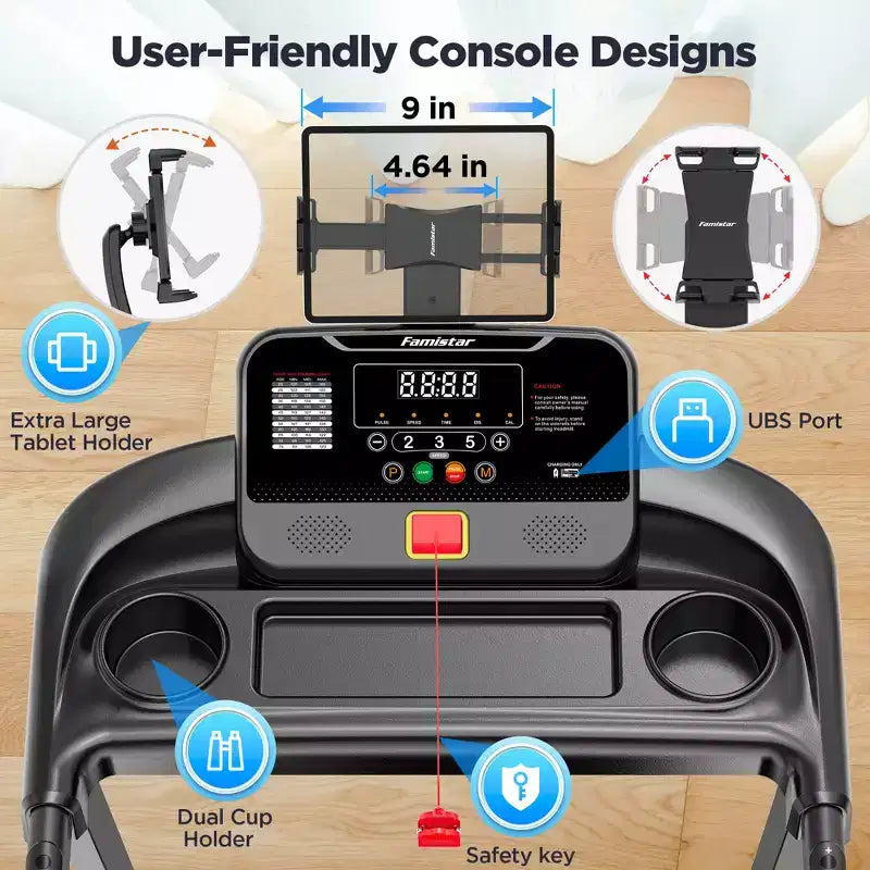 Tapis de course en solde, Dégagement de tapis de course, 12 km/h, Capacité de 136 kg, Tapis de course électrique, Tapis de course motorisé électrique pliable pour la maison