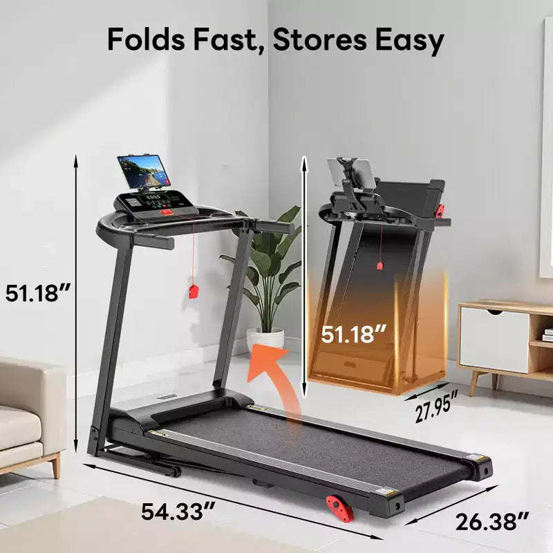 Tapis roulant pliable portable en liquidation, tapis de course compact pliable de 2,75 CV pour le bureau à domicile, tapis de course et de marche avec écran LED pour l'exercice