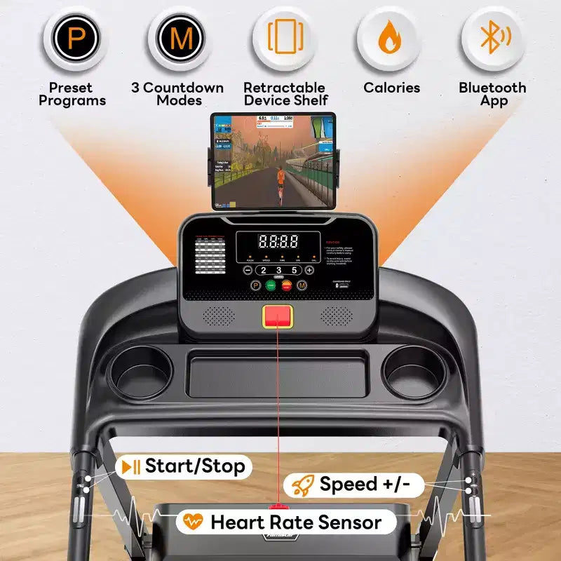 Tapis roulant pliable portable en liquidation, tapis de course compact pliable de 2,75 CV pour le bureau à domicile, tapis de course et de marche avec écran LED pour l'exercice