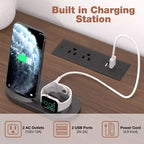 Table de chevet Hommpa Boho en rotin avec station de recharge, table de nuit à 3 tiroirs avec prises USB et AC