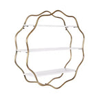 Kate and Laurel Wavella Tiered Wall Shelf, White and Gold, 28x7x28