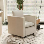 MAYEERTY Fauteuil simple beige, Chaises décoratives avec coussin d'assise moelleux Fauteuils pour salle de lecture salon