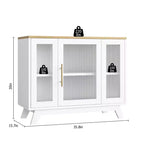 Meuble de rangement, buffet 36 po avec étagères réglables et porte en verre cannelé, bar à café moderne, table pour cuisine, salle à manger