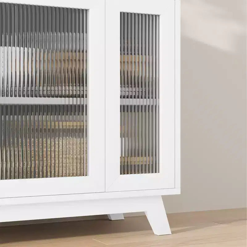 Meuble de rangement, buffet 36 po avec étagères réglables et porte en verre cannelé, bar à café moderne, table pour cuisine, salle à manger