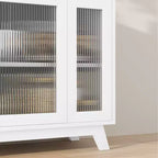 Meuble de rangement, buffet 36 po avec étagères réglables et porte en verre cannelé, bar à café moderne, table pour cuisine, salle à manger