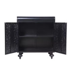Meuble de rangement artistique décoratif à 2 portes, buffet avec fonction de rangement, avec motif en relief, convient pour l'entrée, le salon Noir antique