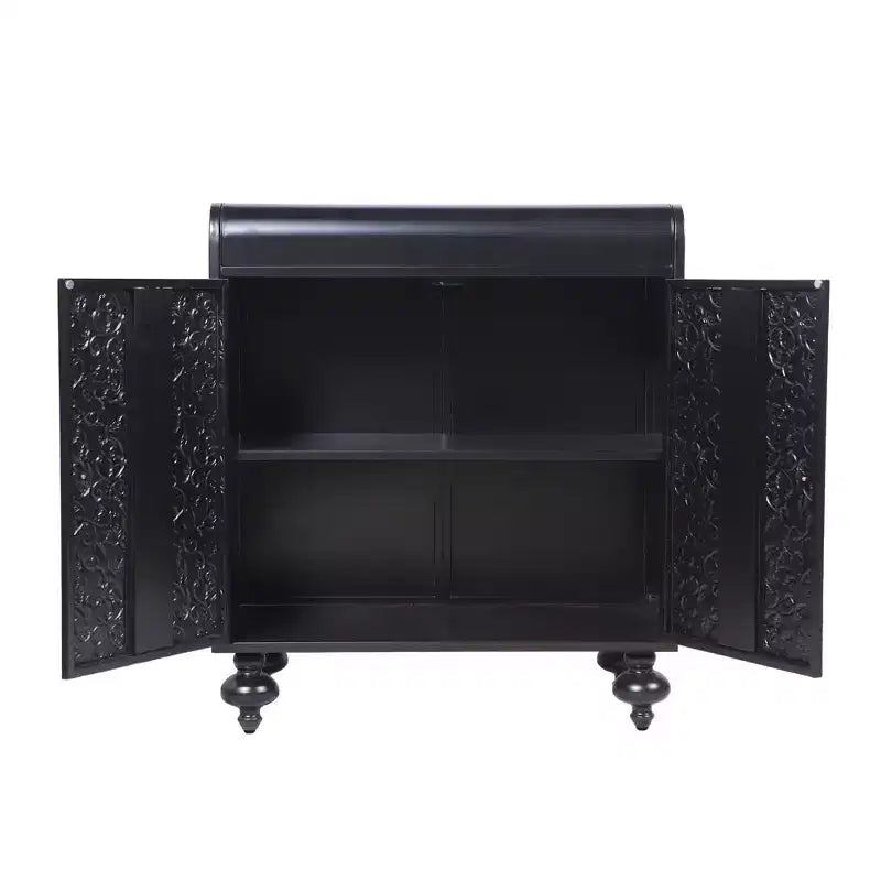 Meuble de rangement artistique décoratif à 2 portes, buffet avec fonction de rangement, avec motif en relief, convient pour l'entrée, le salon Noir antique