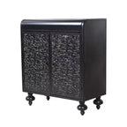 Meuble de rangement artistique décoratif à 2 portes, buffet avec fonction de rangement, avec motif en relief, convient pour l'entrée, le salon Noir antique