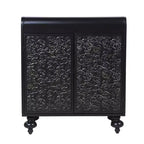 Meuble de rangement artistique décoratif à 2 portes, buffet avec fonction de rangement, avec motif en relief, convient pour l'entrée, le salon Noir antique