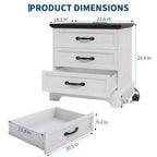 Table de chevet moderne Acekool style ferme avec station de recharge, table d'appoint rustique à 3 tiroirs pour chambre et salon