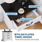 Table de chevet moderne Acekool style ferme avec station de recharge, table d'appoint rustique à 3 tiroirs pour chambre et salon