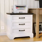 Table de chevet moderne Acekool style ferme avec station de recharge, table d'appoint rustique à 3 tiroirs pour chambre et salon