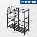 Organisateur d'outils de jardin, rangement d'outils de garage robuste à 3 niveaux avec étagères et fentes pour outils à long manche, organisateurs et rangement d'outils autoportants pour cour et pelouse