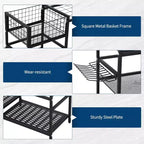 Organisateur d'outils de jardin, rangement d'outils de garage robuste à 3 niveaux avec étagères et fentes pour outils à long manche, organisateurs et rangement d'outils autoportants pour cour et pelouse
