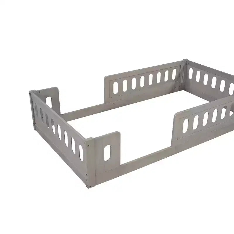Lit plateforme Whisen Wood deux places avec clôture semi-ouverte
