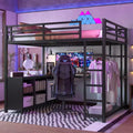 Bellemave Full Metal Loft Bed with Wardrobe, L-Shaped Desk, Storage Cubes & Shelves C Space-Saving Kids, Teens & Adults Bed, Black