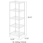 Étagère de rangement à 5 niveaux en fil métallique, petite étagère de cuisine en métal réglable pour garde-manger et cuisine, 139,7 H x 45 L x 35 W cm