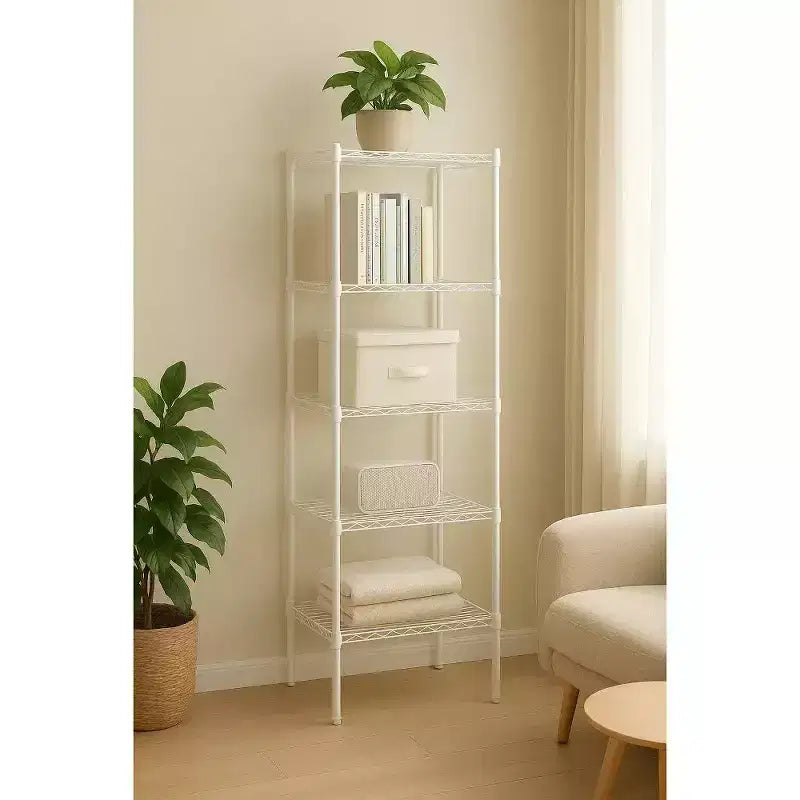 Étagère de rangement à 5 niveaux en fil métallique, petite étagère de cuisine en métal réglable pour garde-manger et cuisine, 139,7 H x 45 L x 35 W cm