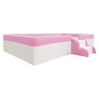 Cadre de lit de repos capitonné Luxystar de taille double avec clôture et escalier pour chambre d'enfant, rose+blanc