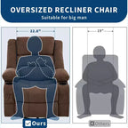 Fauteuil inclinable pivotant et à bascule 360, Fauteuils inclinables surdimensionnés, 3 positions, Porte-gobelets, Poche latérale, Fauteuil de salon large pour personnes fortes