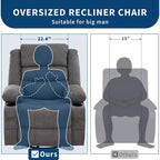 Fauteuil inclinable pivotant et à bascule 360, Fauteuils inclinables surdimensionnés, 3 positions, Porte-gobelets, Poche latérale, Fauteuil de salon large pour personnes fortes