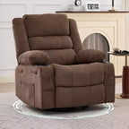 Fauteuil inclinable pivotant et à bascule 360, Fauteuils inclinables surdimensionnés, 3 positions, Porte-gobelets, Poche latérale, Fauteuil de salon large pour personnes fortes