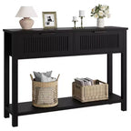 Coolmee 43,3 pouces Console de style ancien Table d'entrée vintage étroite en finition bois chaud avec 2 tiroirs pour salon et couloir - Noir
