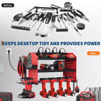 Organisateur d'outils électriques, support de perceuse mural, étagère de rangement pour perceuses robuste à 4 couches charge 180 kg, 8 supports de perceuse et porte-embouts, rangement utilitaire