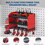 Organisateur d'outils électriques, support de perceuse mural, étagère de rangement pour perceuses robuste à 4 couches charge 180 kg, 8 supports de perceuse et porte-embouts, rangement utilitaire