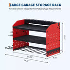Organisateur d'outils électriques, support de perceuse mural, étagère de rangement pour perceuses robuste à 4 couches charge 180 kg, 8 supports de perceuse et porte-embouts, rangement utilitaire