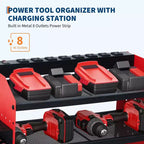 Organisateur d'outils électriques, support de perceuse mural, étagère de rangement pour perceuses robuste à 4 couches charge 180 kg, 8 supports de perceuse et porte-embouts, rangement utilitaire