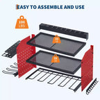 Organisateur d'outils électriques, support de perceuse mural, étagère de rangement pour perceuses robuste à 4 couches charge 180 kg, 8 supports de perceuse et porte-embouts, rangement utilitaire