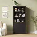 Tall Book Shelf and Bookcase, 31.5Wide Bookshelf with Drawer and Doors, Farmhouse Book Case with Storage, Wood Cabinet with 5 Tier Display Shelves