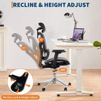 Chaise de bureau ergonomique en maille avec dossier haut, accoudoirs réglables 3D, roulettes souples, chaise d'ordinateur de bureau respirante pour de longues heures de travail, d'étude