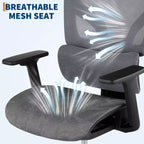 Chaise de bureau ergonomique en maille avec dossier haut, accoudoirs réglables 3D, roulettes souples, chaise d'ordinateur de bureau respirante pour de longues heures de travail, d'étude