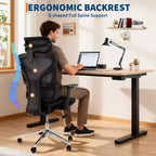 Chaise de bureau ergonomique en maille avec dossier haut, accoudoirs réglables 3D, roulettes souples, chaise d'ordinateur de bureau respirante pour de longues heures de travail, d'étude