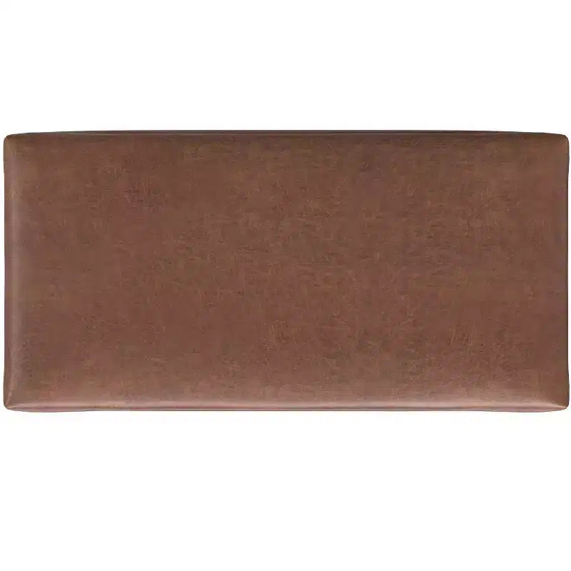 Lilah Grand pouf de rangement rectangulaire moderne du milieu du siècle de 48 pouces de large avec couvercle relevable en similicuir marron selle vieilli