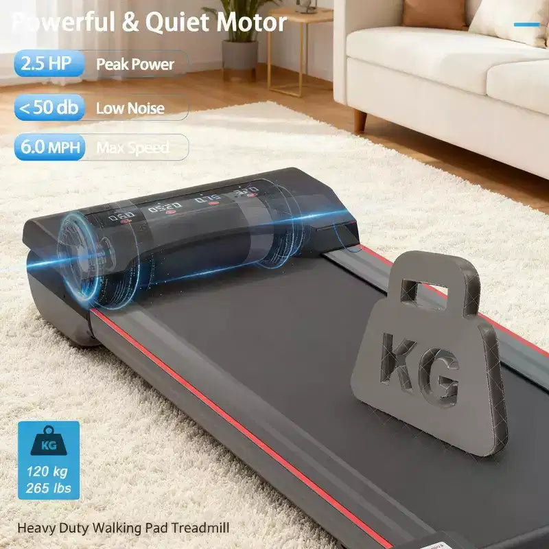 Tapis de course sous bureau avec capacité de 136 kg, tapis de marche portable pour la maison et le bureau, moteur silencieux, design fin pour l'exercice quotidien de marche